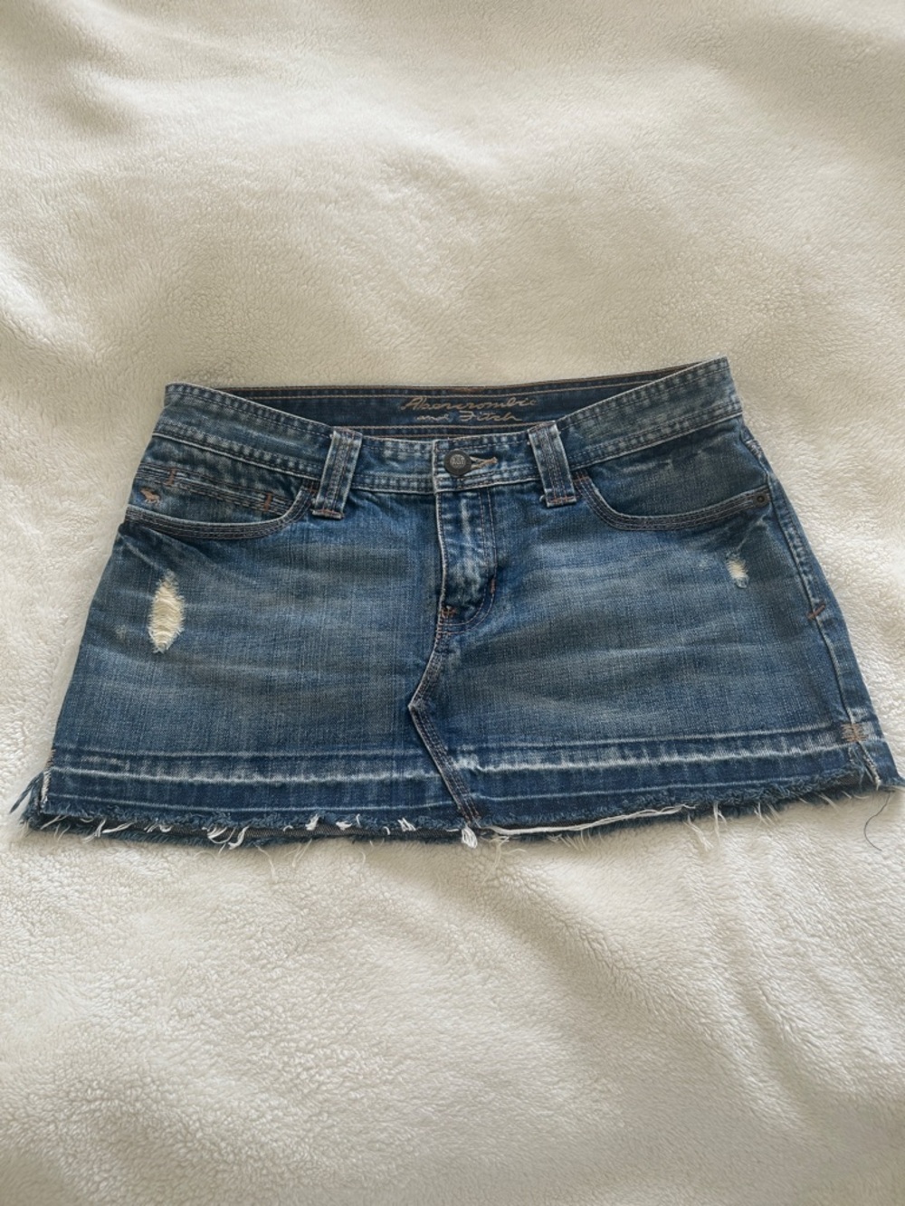 Abercrombie Denim Distressed Mini Skirt - Blue